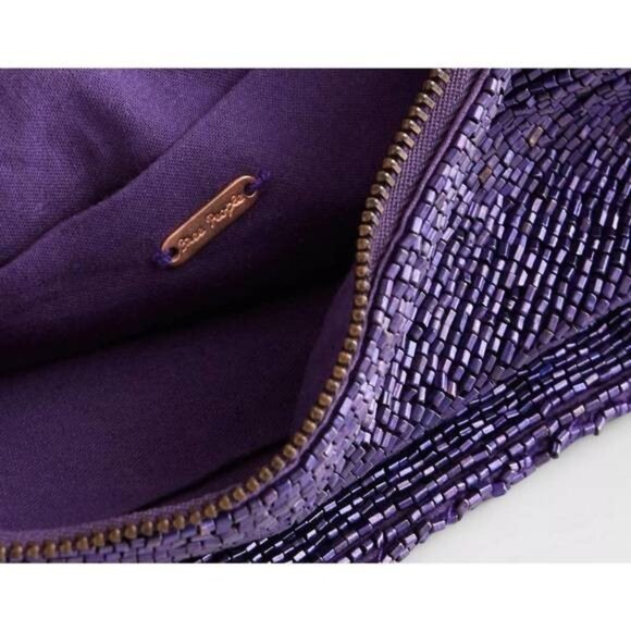 Free People Plus One Embellished Beaded Crossbody Bag Orchid Violet NWT - Picture 5 of 10